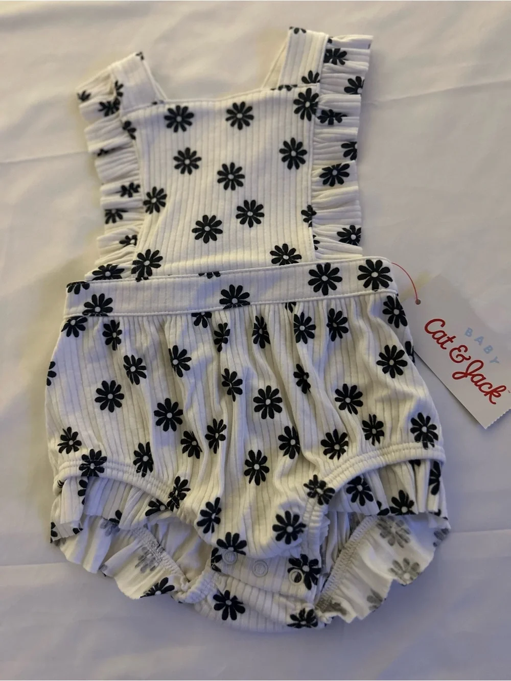 Cat & Jack White and Black Floral Diaper Cover Romper